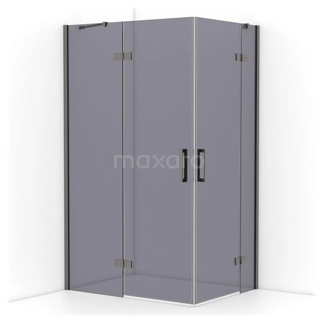 Diamond Shower enclosure | 120x90 cm Black metal Smoke glass Pivot door Rectangle CDD6636411ZMN