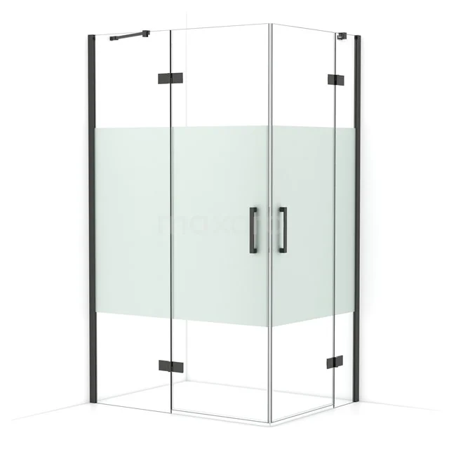 Diamond Shower cabin | 120x90 cm Black chrome Clear with matt strip Pivot door Rectangle CDD6636413BCN