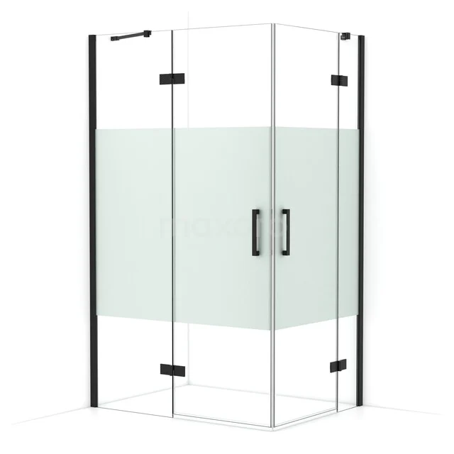 Diamond Shower cabin | 120x90 cm Matte black Clear with matt strip Pivot door Rectangle CDD6636413MB