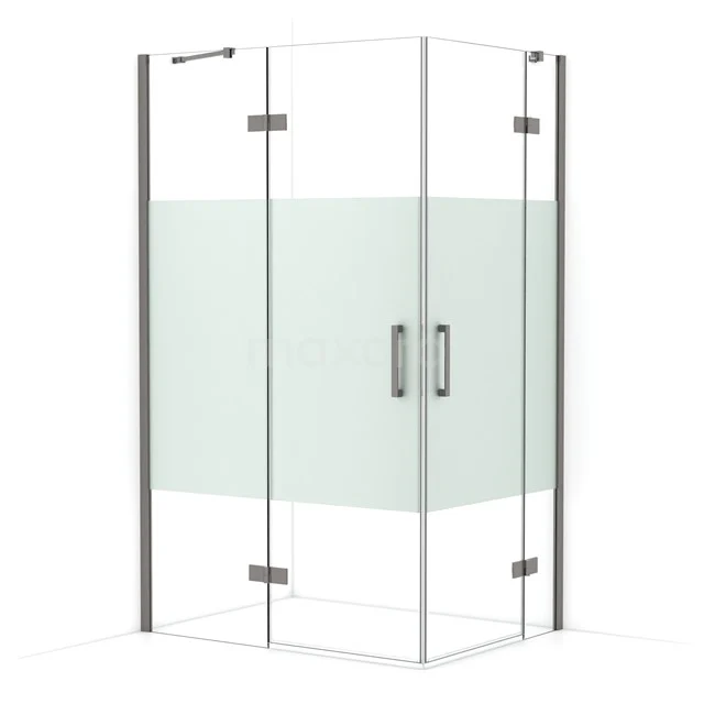 Diamond Shower enclosure | 120x90 cm Black metal Clear with matt strip Pivot door Rectangle CDD6636413ZMN