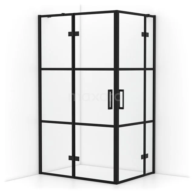Diamond Shower cabin | 120x90 cm Matte black Clear with 4 black stripes Pivot door Rectangle CDD6636418MB
