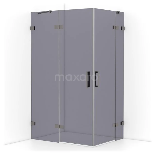 Diamond Shower enclosure | 120x90 cm Black metal Smoke glass Pivot door Rectangle CDD6636421ZM