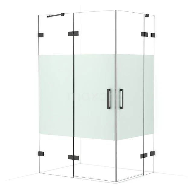 Diamond Shower enclosure | 120x90 cm Black chrome Clear with matt strip Pivot door Rectangle CDD6636423BC