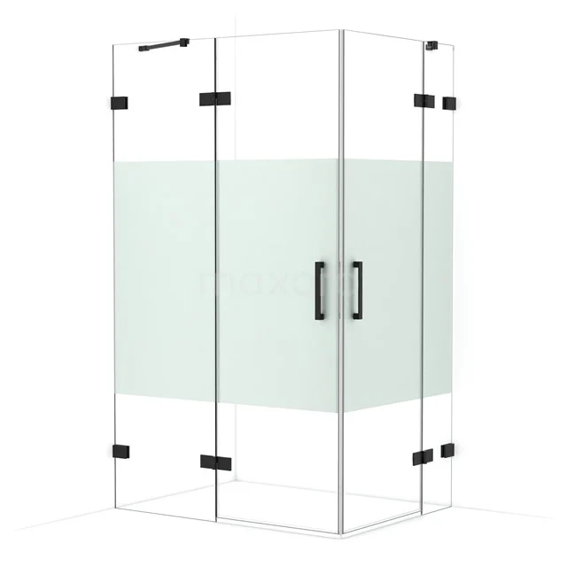 Diamond Shower cabin | 120x90 cm Matte black Clear with matt strip Pivot door Rectangle CDD6636423MB