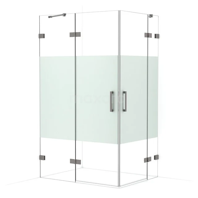 Diamond Shower enclosure | 120x90 cm Black metal Clear with matt strip Pivot door Rectangle CDD6636423ZM