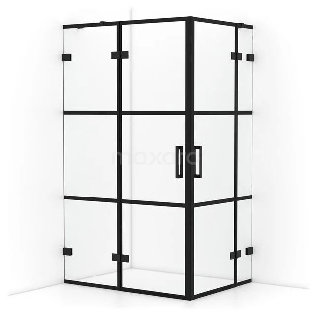 Diamond Shower enclosure | 120x90 cm Matte black Clear with 4 black stripes Pivot door Rectangle CDD6636428MB