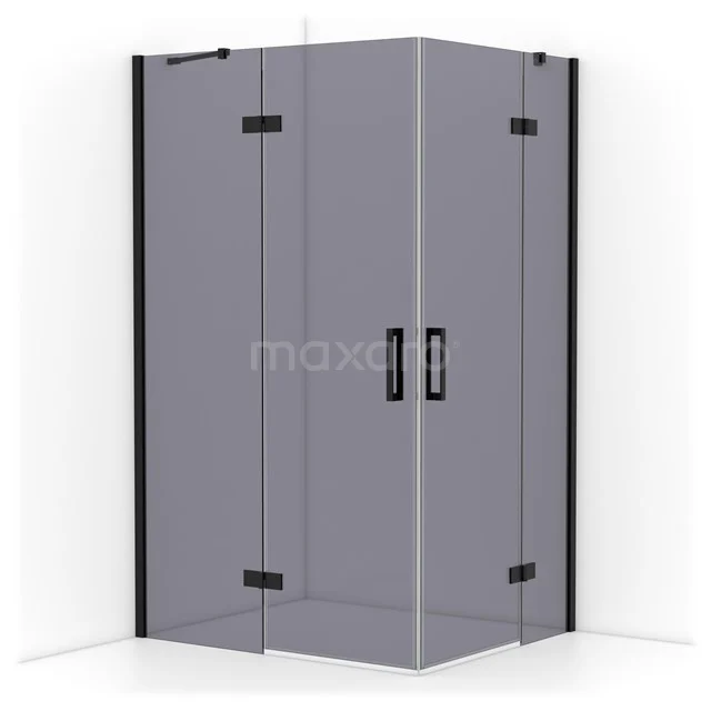 Diamond Shower cabin | 120x100 cm Matte black Smoke glass Pivot door Rectangle CDD6646411MB