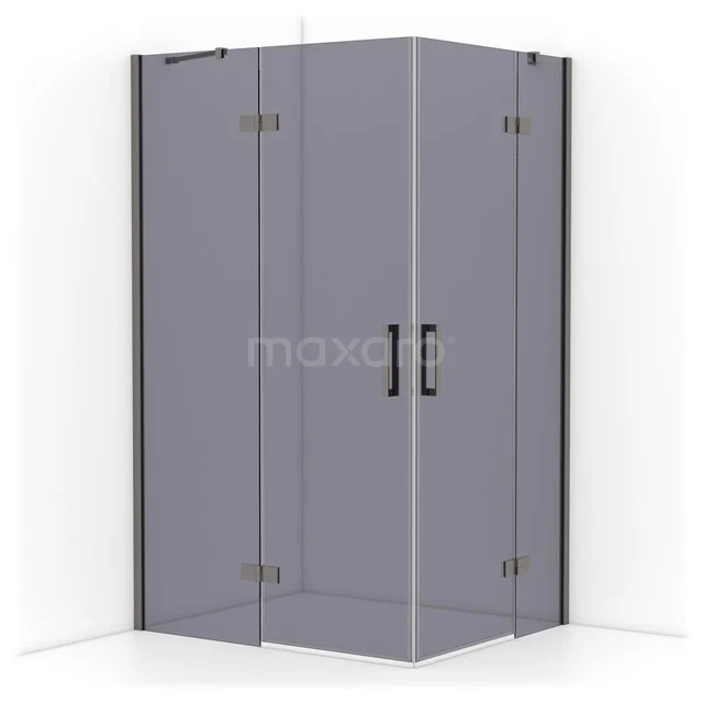 Diamond Shower enclosure | 120x100 cm Black metal Smoke glass Pivot door Rectangle CDD6646411ZMN