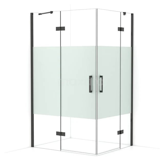 Diamond Shower enclosure | 120x100 cm Black chrome Clear with matt strip Pivot door Rectangle CDD6646413BCN