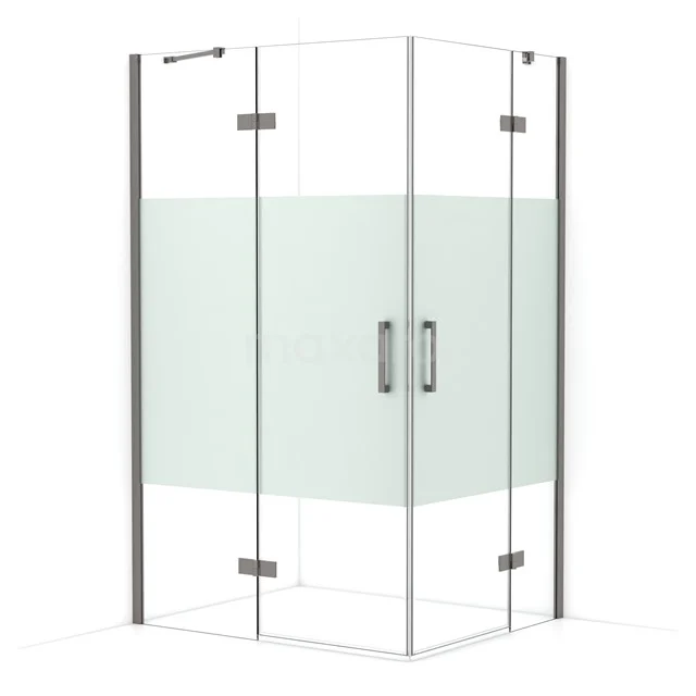 Diamond Shower enclosure | 120x100 cm Black metal Clear with matt strip Pivot door Rectangle CDD6646413ZMN