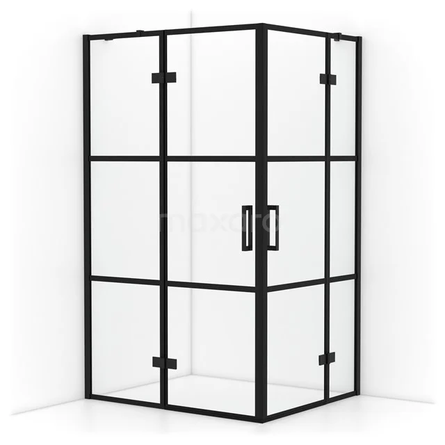 Diamond Shower enclosure | 120x100 cm Matte black Clear with 4 black stripes Pivot door Rectangle CDD6646418MB