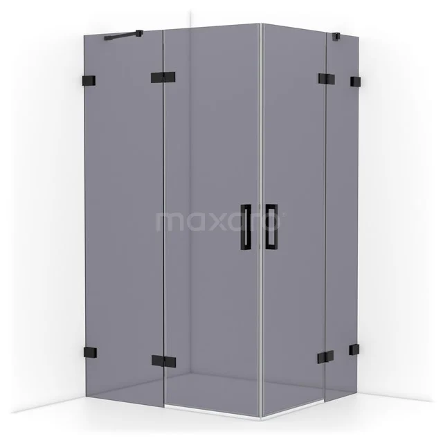 Diamond Shower cabin | 120x100 cm Matte black Smoke glass Pivot door Rectangle CDD6646421MB
