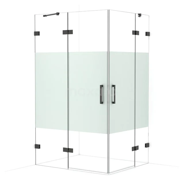 Diamond Shower enclosure | 120x100 cm Black chrome Clear with matt strip Pivot door Rectangle CDD6646423BC