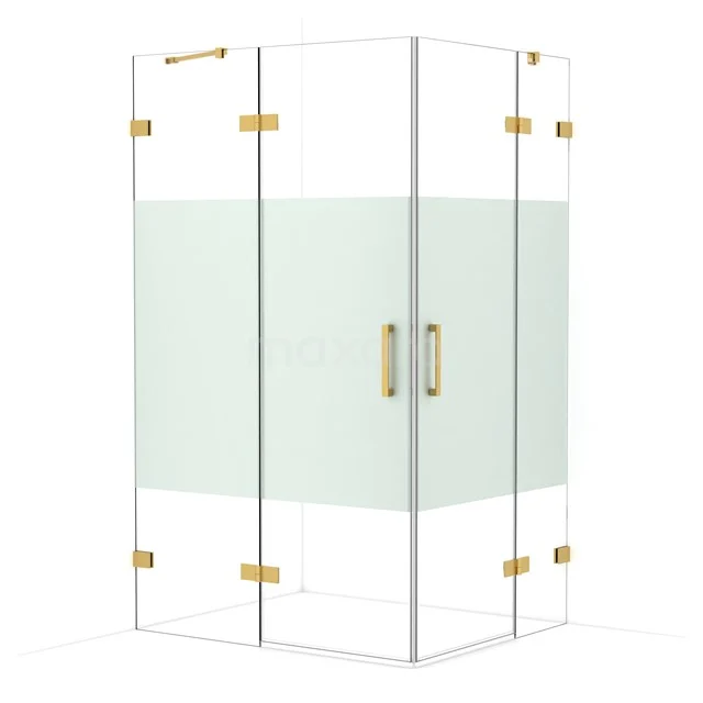 Diamond Shower enclosure | 120x100 cm Gold Clear with matt strip Pivot door Rectangle CDD6646423GG