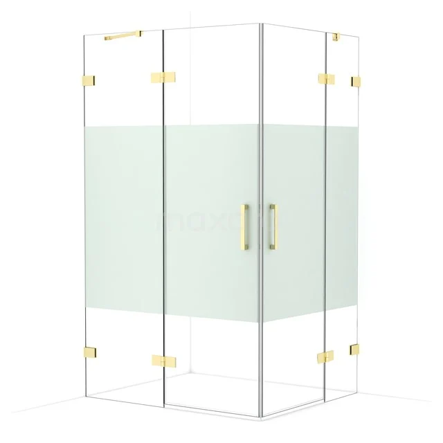 Diamond Shower enclosure | 120x100 cm Light gold Clear with matt strip Pivot door Rectangle CDD6646423LG
