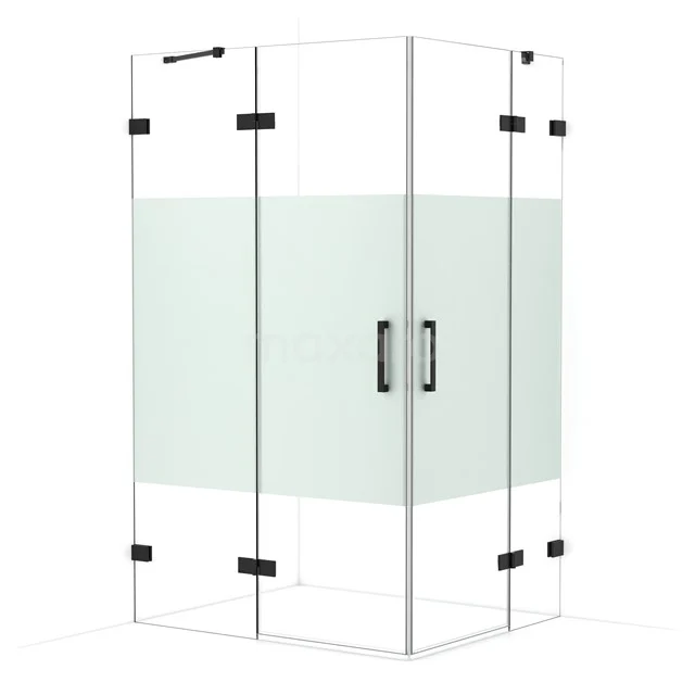Diamond Shower enclosure | 120x100 cm Matte black Clear with matt strip Pivot door Rectangle CDD6646423MB
