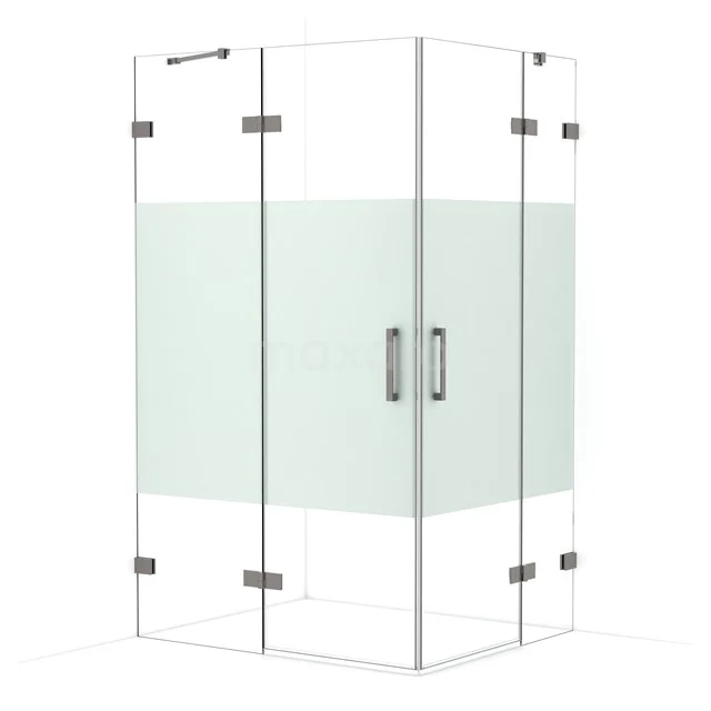 Diamond Shower enclosure | 120x100 cm Black metal Clear with matt strip Pivot door Rectangle CDD6646423ZM
