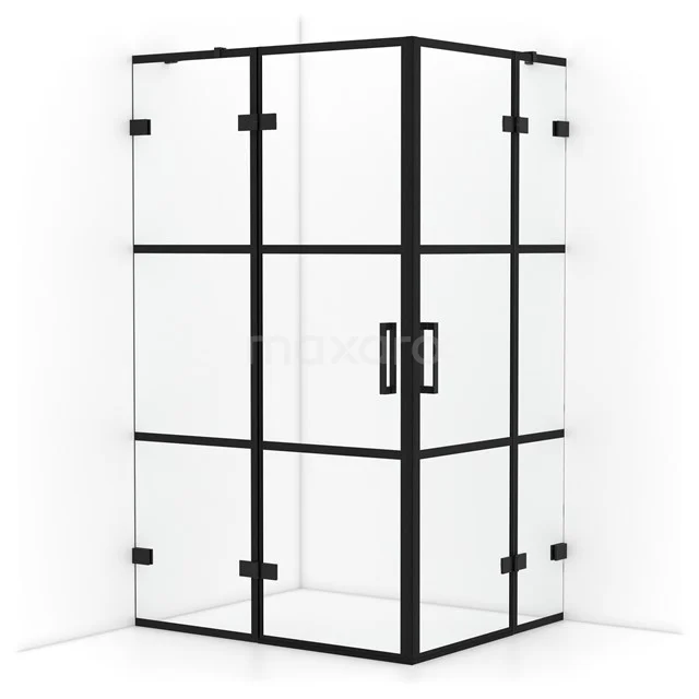 Diamond Shower enclosure | 120x100 cm Matte black Clear with 4 black stripes Pivot door Rectangle CDD6646428MB