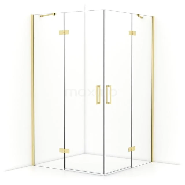 Diamond Duschkabine | 120x120 cm Helles Gold Drehtür Quadrat CDD6666410LG