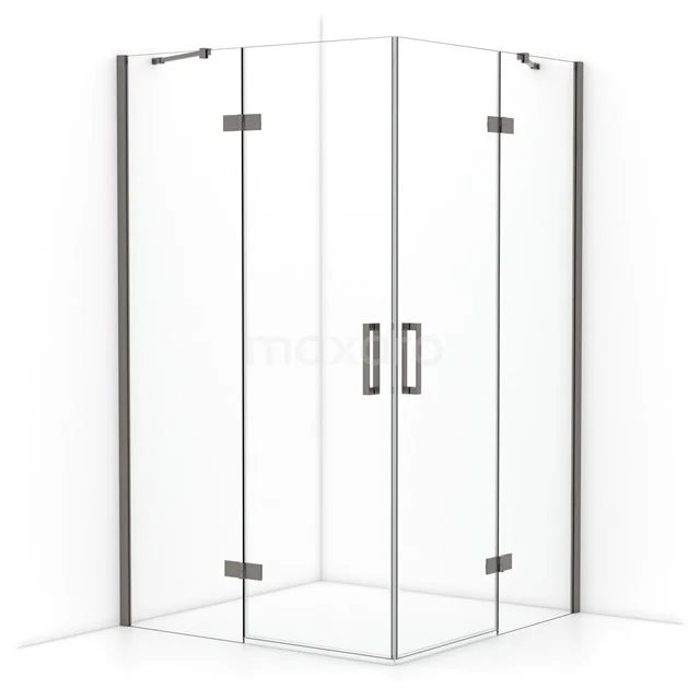 Diamond Duschkabine | 120x120 cm Schwarzes Metall Drehtür Quadrat CDD6666410ZMN