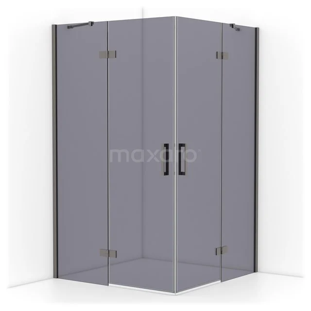 Diamond Shower enclosure | 120x120 cm Black metal Smoke glass Pivot door Square CDD6666411ZMN
