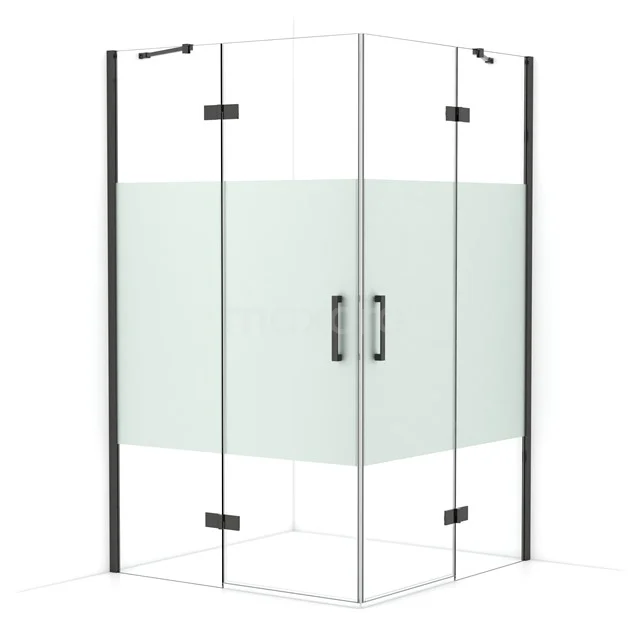 Diamond Shower enclosure | 120x120 cm Black chrome Clear with matt strip Pivot door Square CDD6666413BCN