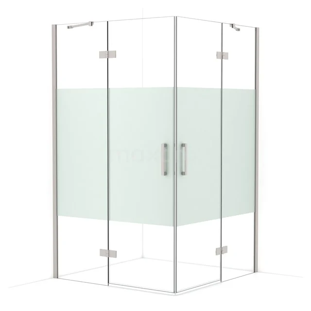Diamond Shower enclosure | 120x120 cm Stainless steel Clear with matt strip Pivot door Square CDD6666413BR