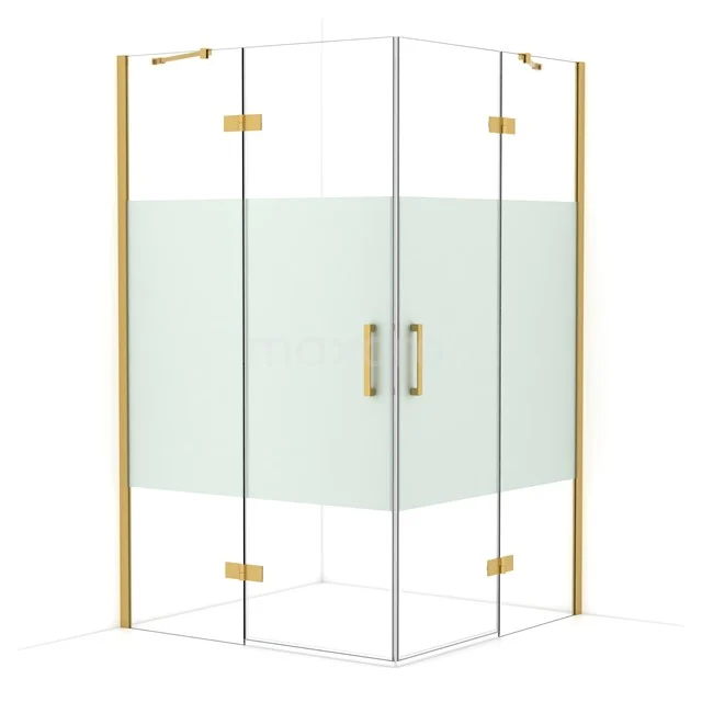 Diamond Shower enclosure | 120x120 cm Gold Clear with matt strip Pivot door Square CDD6666413GG