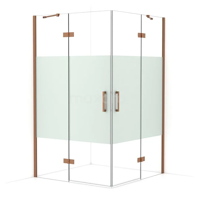 Diamond Shower enclosure | 120x120 cm Copper Clear with matt strip Pivot door Square CDD6666413KP