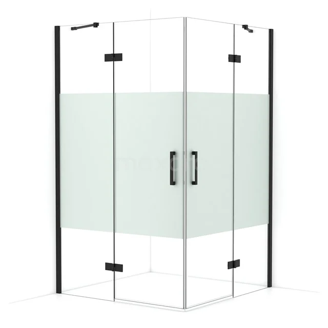 Diamond Shower cabin | 120x120 cm Matte black Clear with matt strip Pivot door Square CDD6666413MB