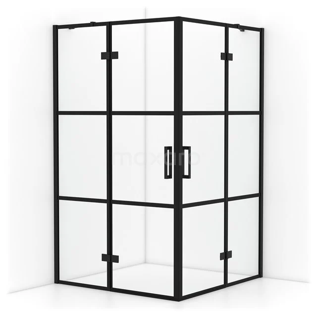 Diamond Shower enclosure | 120x120 cm Matte black Clear with 4 black stripes Pivot door Square CDD6666418MB