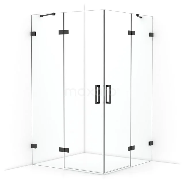 Diamond Shower enclosure | 120x120 cm Black chrome Clear glass Pivot door Square CDD6666420BC
