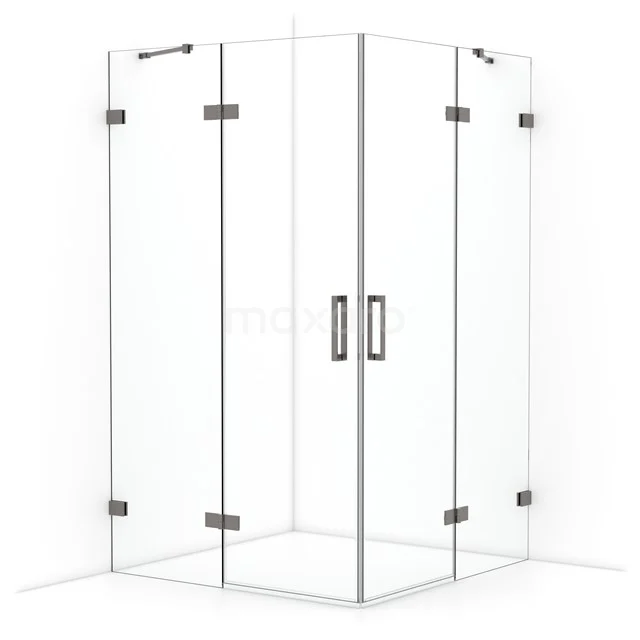 Diamond Shower enclosure | 120x120 cm Black metal Clear glass Pivot door Square CDD6666420ZM
