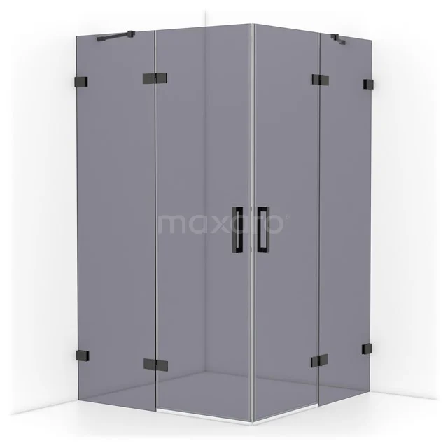Diamond Shower enclosure | 120x120 cm Black chrome Smoke glass Pivot door Square CDD6666421BC