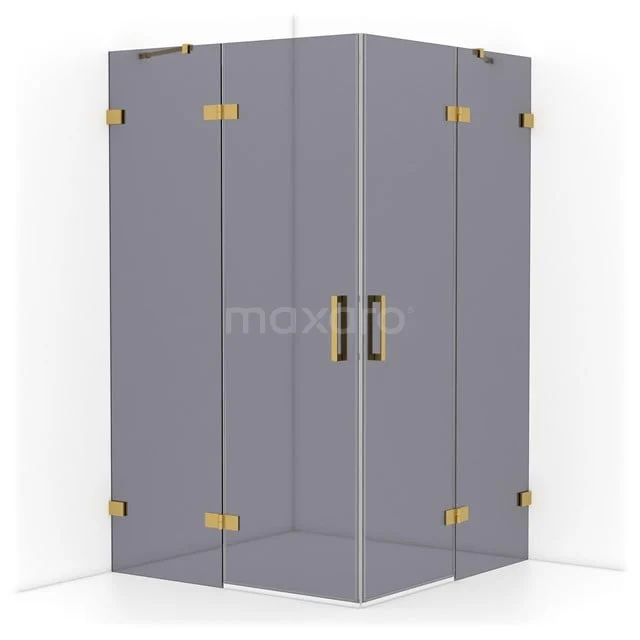 Diamond Shower cabin | 120x120 cm Gold Smoke glass Pivot door Square CDD6666421GG