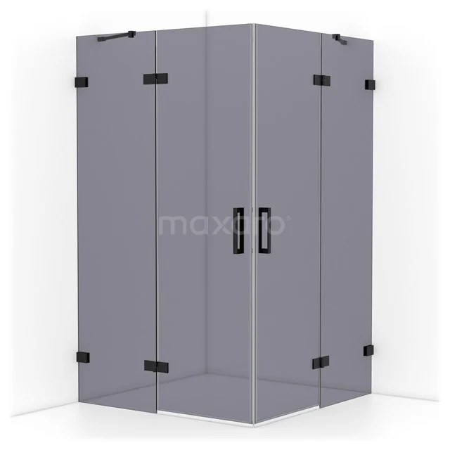 Diamond Shower cabin | 120x120 cm Matte black Smoke glass Pivot door Square CDD6666421MB