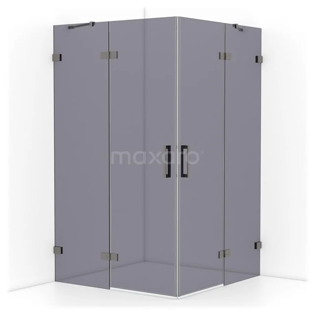 Diamond Shower enclosure | 120x120 cm Black metal Smoke glass Pivot door Square CDD6666421ZM