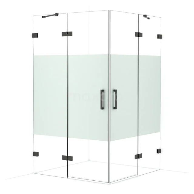 Diamond Shower enclosure | 120x120 cm Black chrome Clear with matt strip Pivot door Square CDD6666423BC