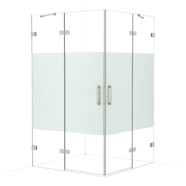 Diamond Shower enclosure | 120x120 cm Stainless steel Clear with matt strip Pivot door Square CDD6666423BR