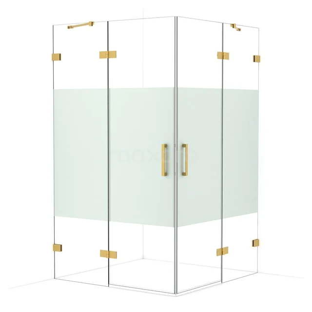 Diamond Shower enclosure | 120x120 cm Gold Clear with matt strip Pivot door Square CDD6666423GG