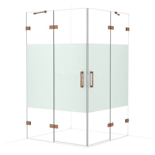 Diamond Shower enclosure | 120x120 cm Copper Clear with matt strip Pivot door Square CDD6666423KP