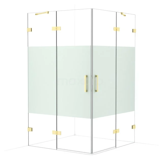 Diamond Shower enclosure | 120x120 cm Light gold Clear with matt strip Pivot door Square CDD6666423LG