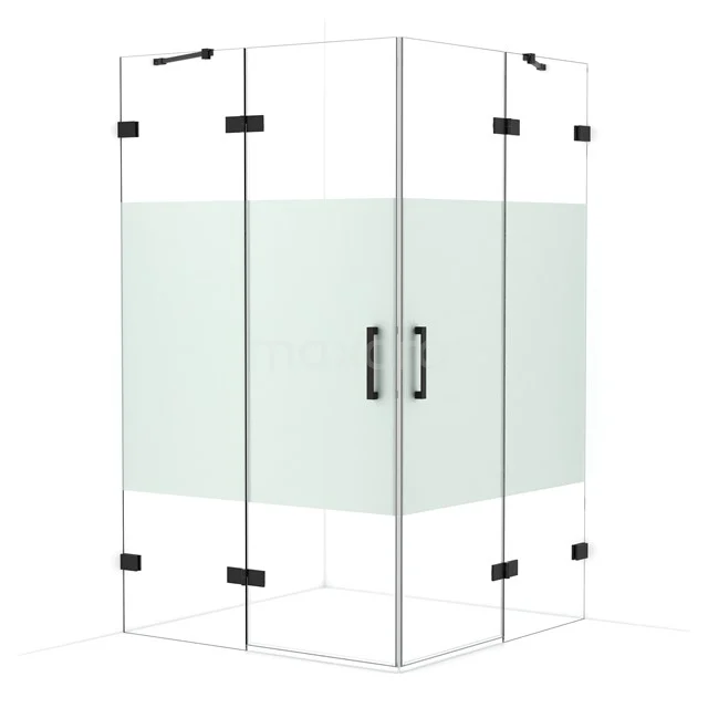 Diamond Shower enclosure | 120x120 cm Matte black Clear with matt strip Pivot door Square CDD6666423MB
