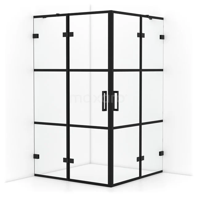 Diamond Shower enclosure | 120x120 cm Matte black Clear with 4 black stripes Pivot door Square CDD6666428MB