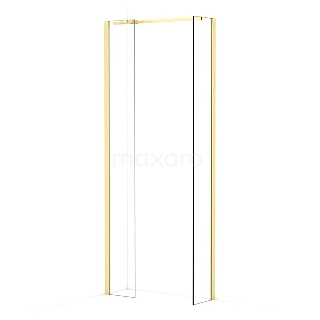Diamond Walk-in shower | 30x30 cm Light gold Clear glass 2 fixed walls IDB0303310LG