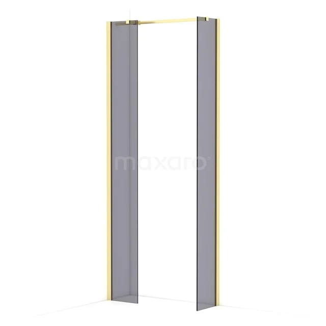 Diamond Walk-in shower | 30x30 cm Light gold Smoke glass 2 fixed walls IDB0303311LG