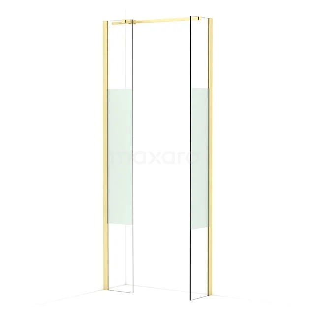 Diamond Walk-in shower | 30x30 cm Light gold Clear with matt strip 2 fixed walls IDB0303313LG
