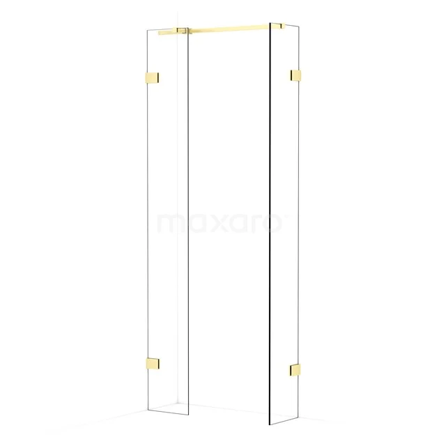 Diamond Walk-in shower | 30x30 cm Light gold Clear glass 2 fixed walls IDB0303320LG