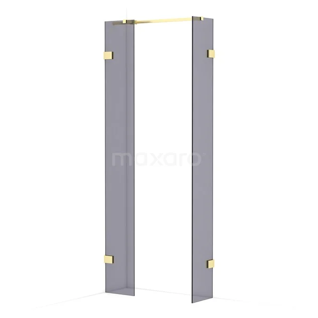 Diamond Walk-in shower | 30x30 cm Light gold Smoke glass 2 fixed walls IDB0303321LG