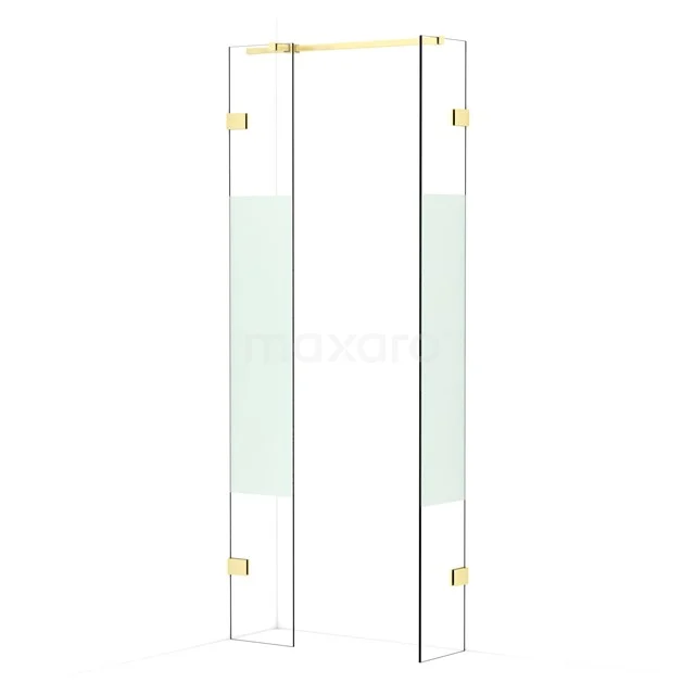 Diamond Walk-in shower | 30x30 cm Light gold Clear with matt strip 2 fixed walls IDB0303323LG